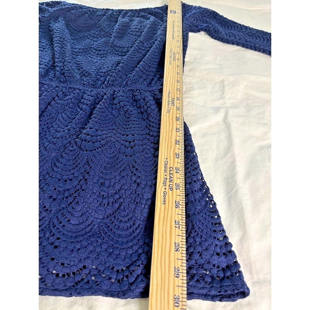 Lilly Pulitzer Lana Romper Navy Blue Lace Off The Shoulder XS Resort Summer - Picture 3 of 10